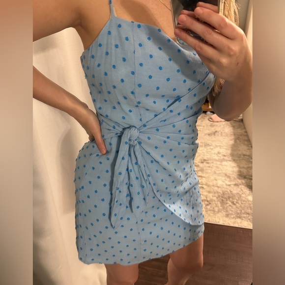 Blue Polka Dot Spring Summer Wrap | Baby Shower / Gender Reveal Dress - Picture 4 of 9